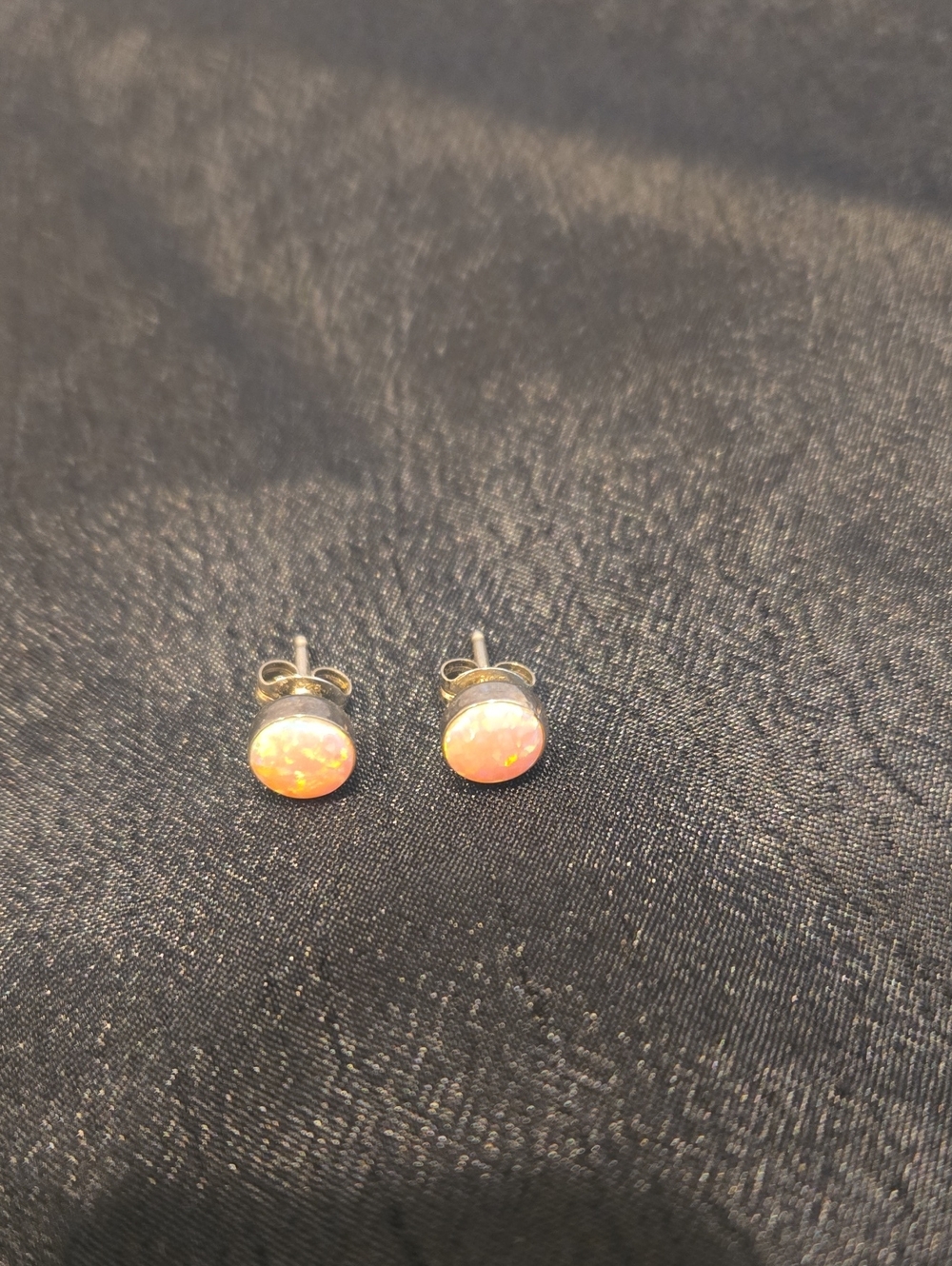 Silver Pink Stone Stud Earrings - Women Jewelry